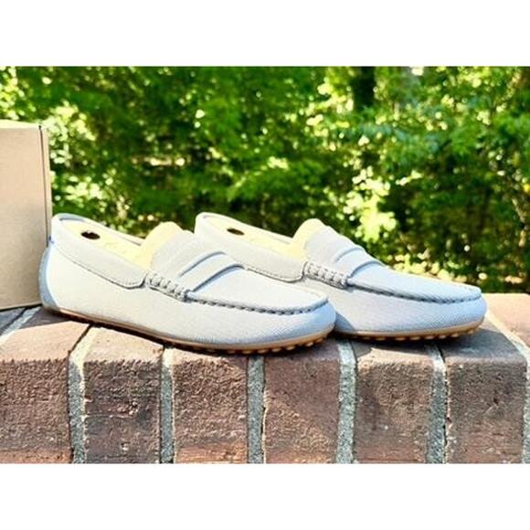 Rothys The Driving Loafer Falcon Grey Knit Slip On Shoes  display picture 1